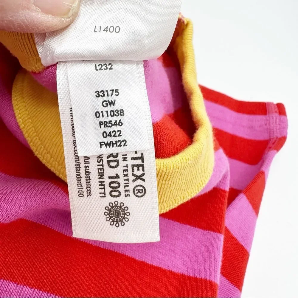 Hanna Andersson Striped Long John Pajama‎ Set in  Pink/Red Organic Cotton Sz 10